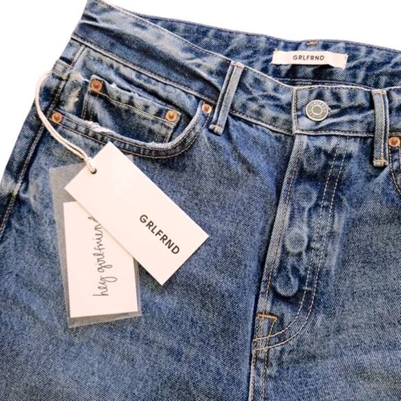 New Grlfrnd Karolina Super Hi Rise Distressed Raw Hem Jean Size 27 in Go My Way - Picture 5 of 7